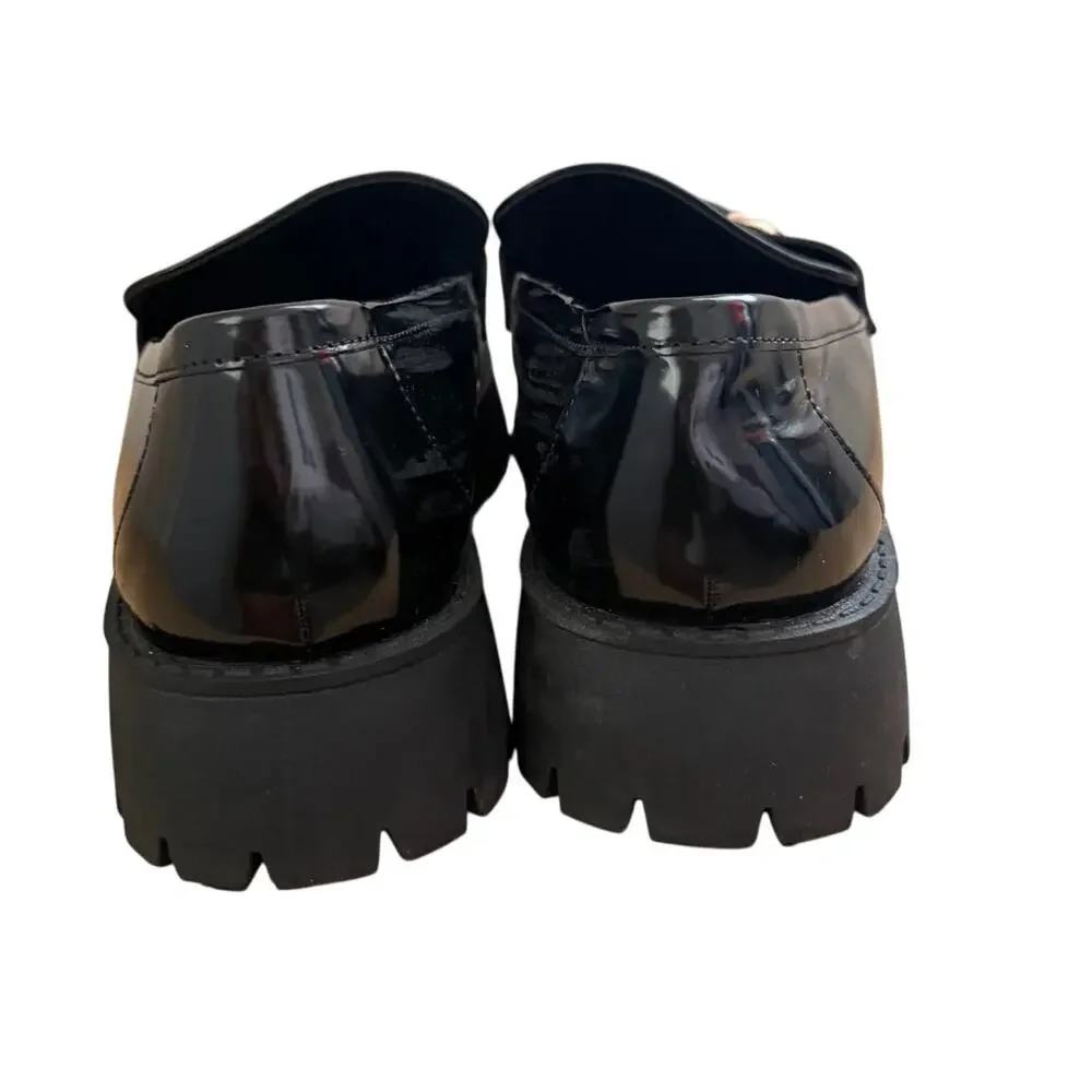 Dream Pairs Chunky Platform Slip On Loafers Black Patent Size 9